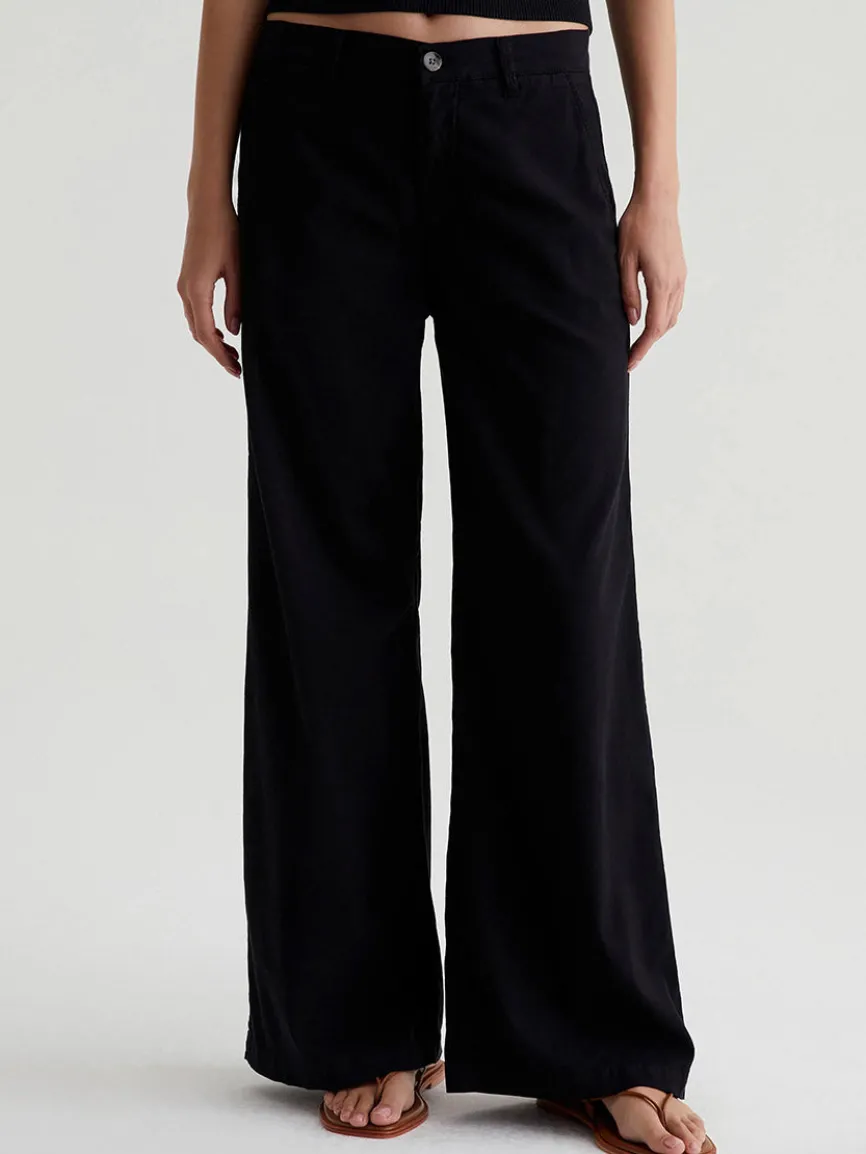 AG Jeans Caden Wide-Leg Trouser in Super Black