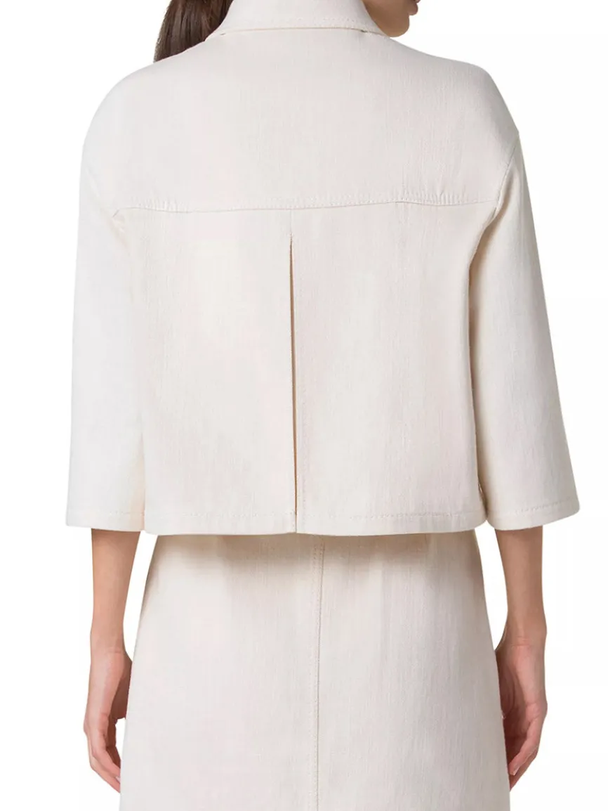 Akris Punto Asymmetrical Cotton Blend Biker Jacket in Cashew