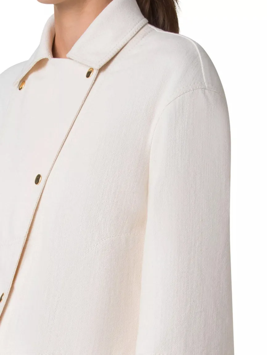 Akris Punto Asymmetrical Cotton Blend Biker Jacket in Cashew