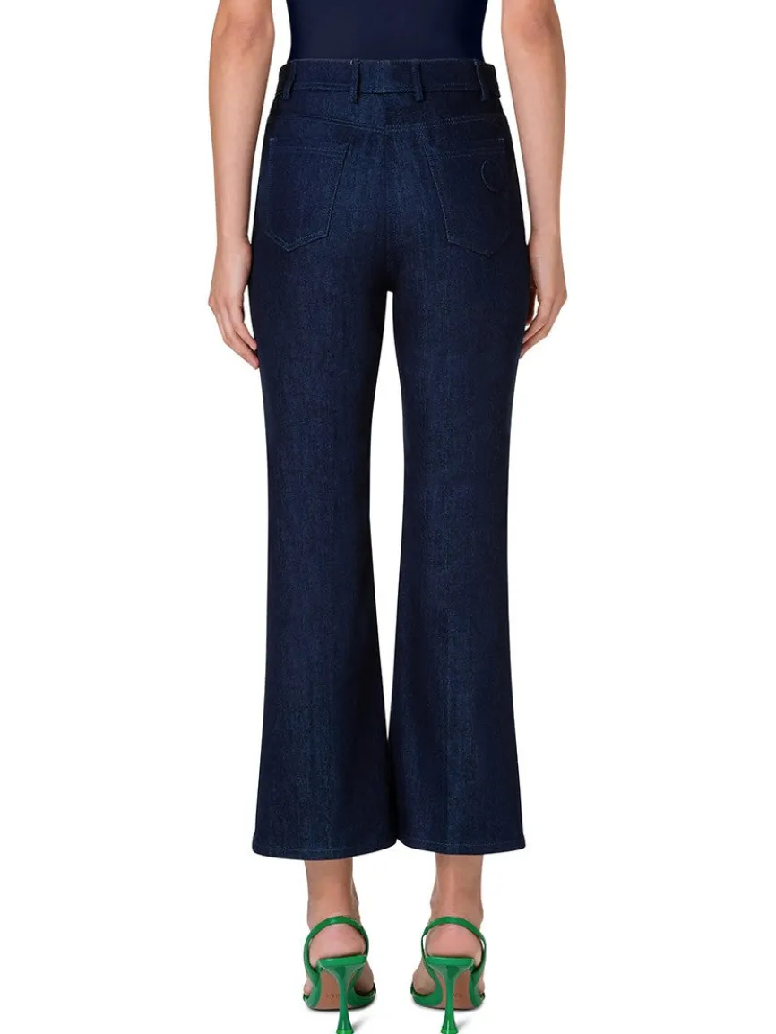 Akris Punto Cali Stretch Crop Bootcut Denim in Dark Blue