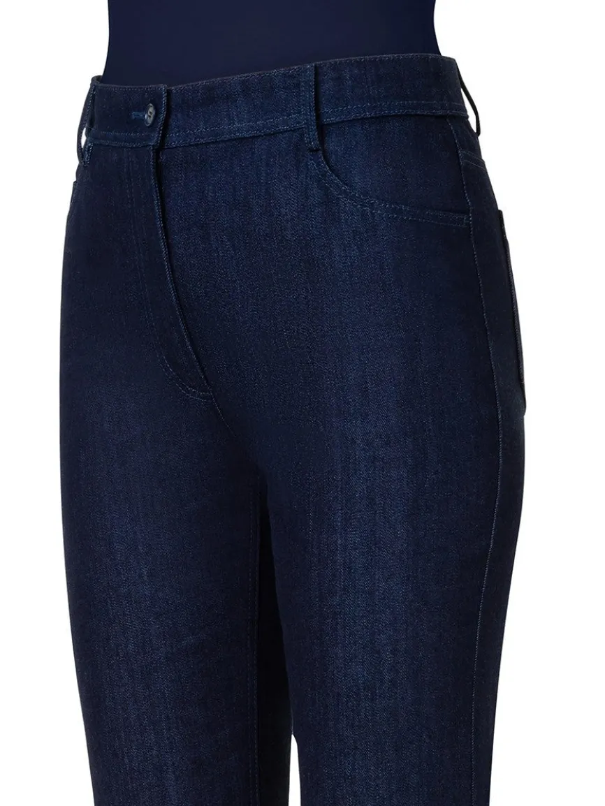 Akris Punto Cali Stretch Crop Bootcut Denim in Dark Blue