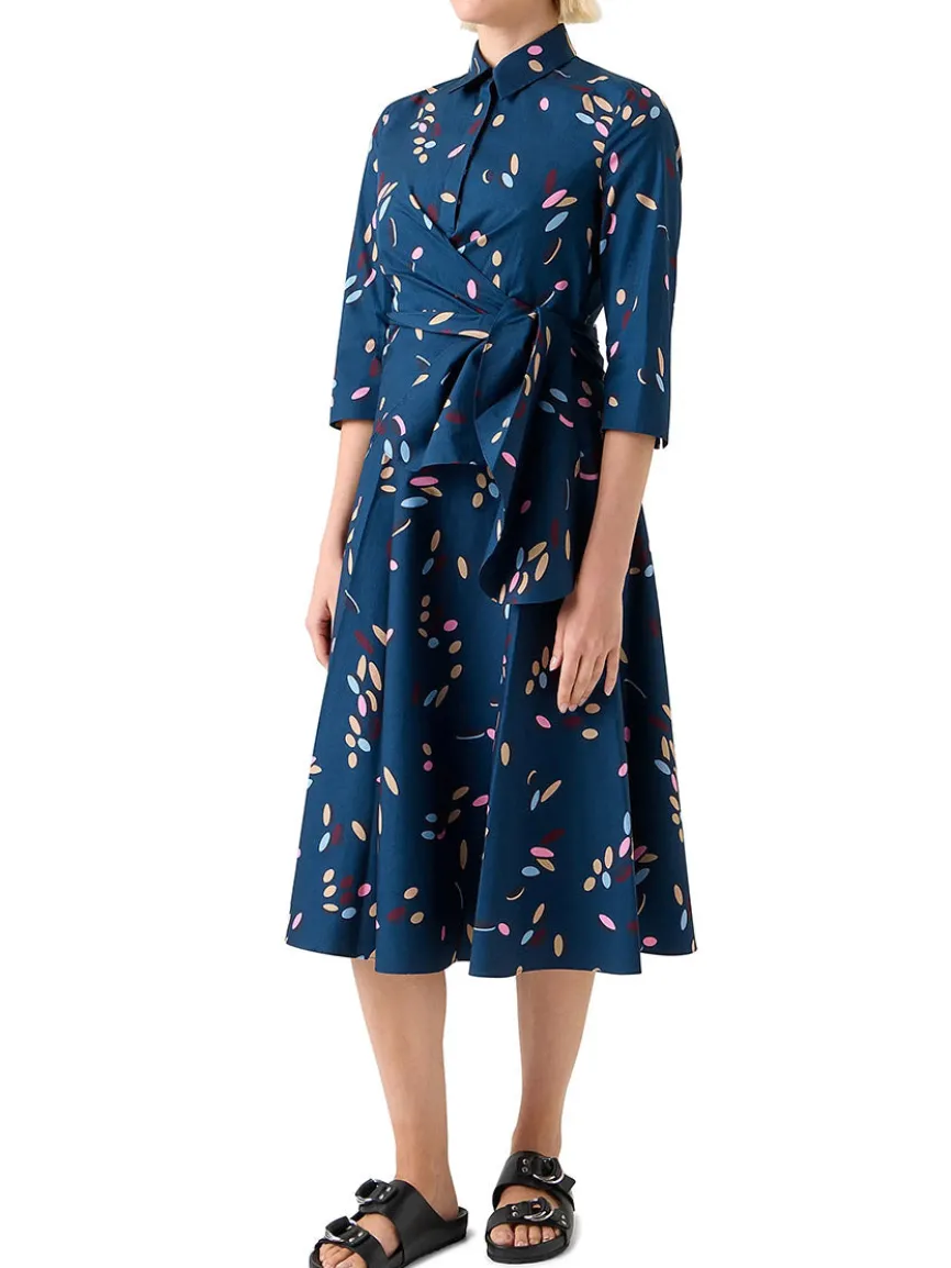 Akris Punto Confetti Print Wrap Dress in Ink Multi