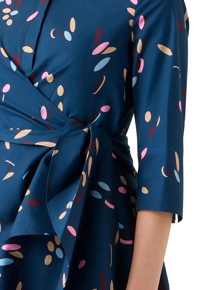 Akris Punto Confetti Print Wrap Dress in Ink Multi