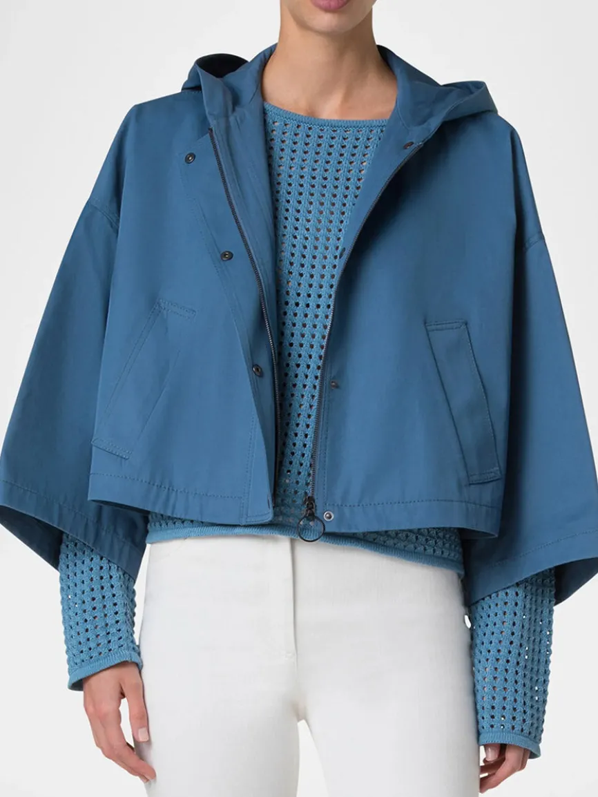 Akris Punto Cotton Gabardine Carcoat in Medium Blue