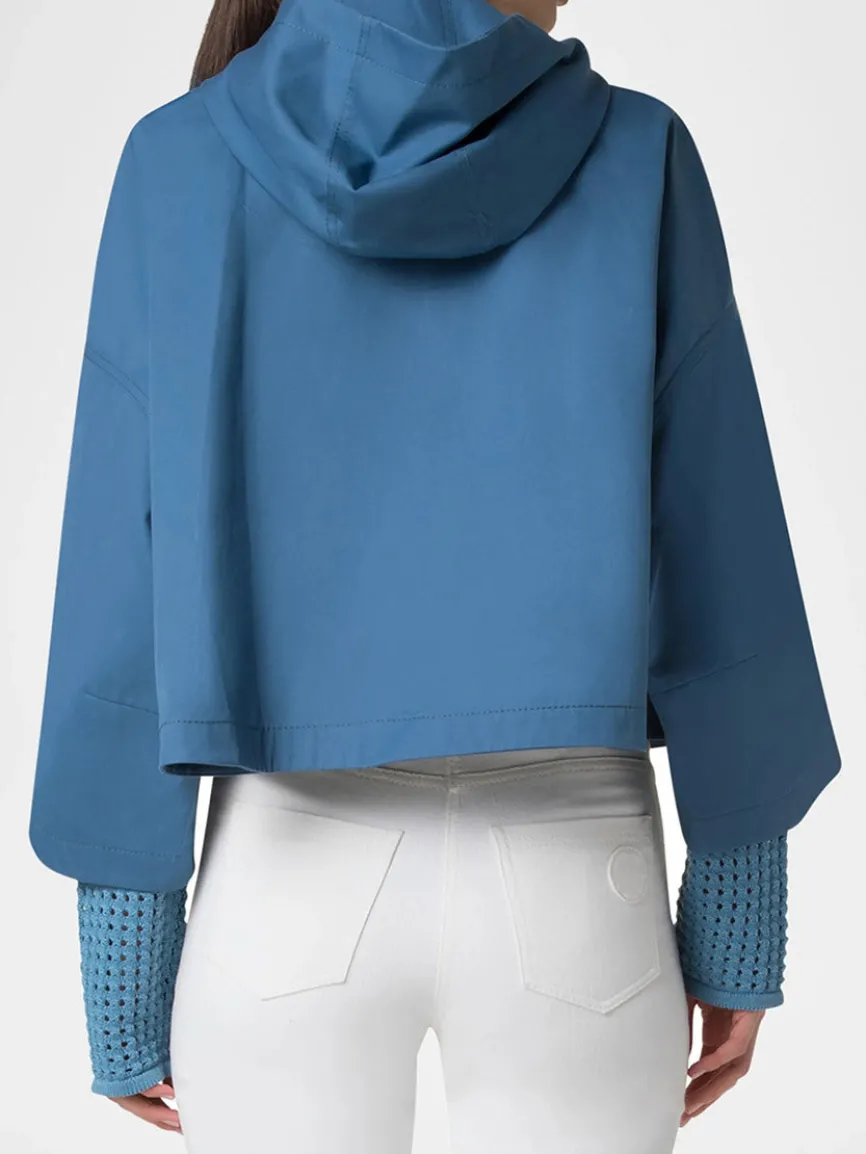 Akris Punto Cotton Gabardine Carcoat in Medium Blue