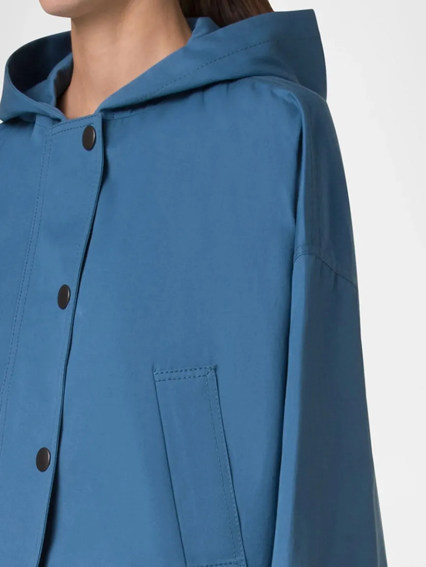 Akris Punto Cotton Gabardine Carcoat in Medium Blue