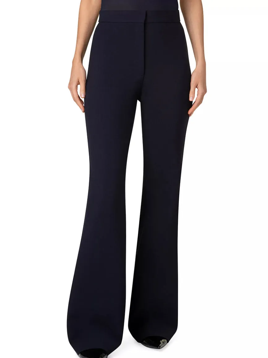 Akris Punto Courtney Crepe Boot-Cut Pants in Navy
