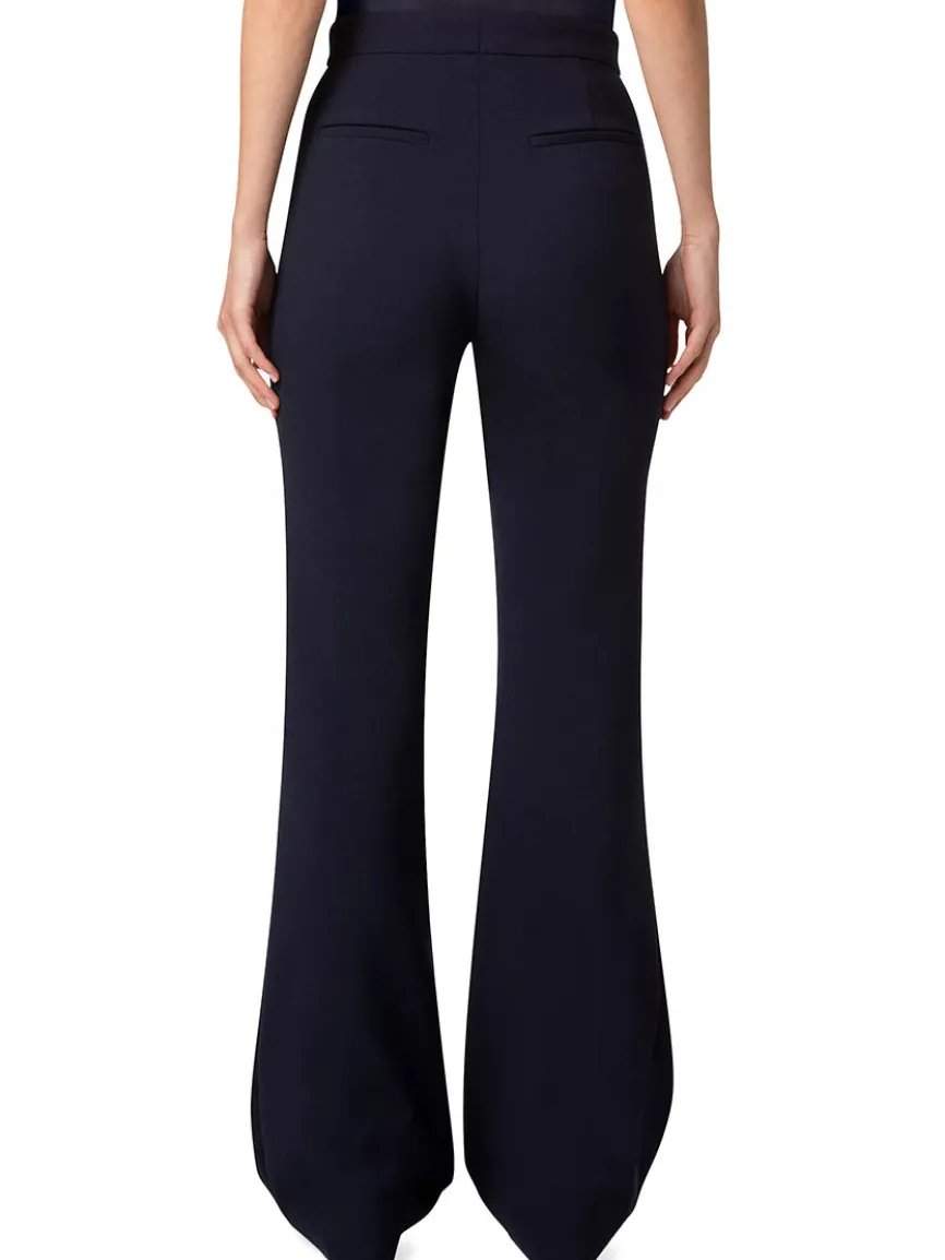 Akris Punto Courtney Crepe Boot-Cut Pants in Navy
