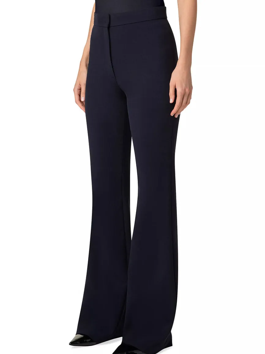 Akris Punto Courtney Crepe Boot-Cut Pants in Navy