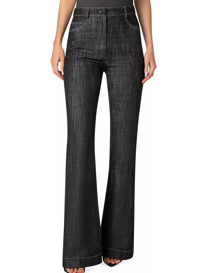 Akris Punto Courtney High-Rise Boot-Cut Jeans in Black Denim