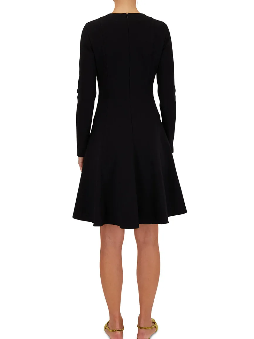Akris Punto Elements Long Sleeve Fit & Flare Dress in Black