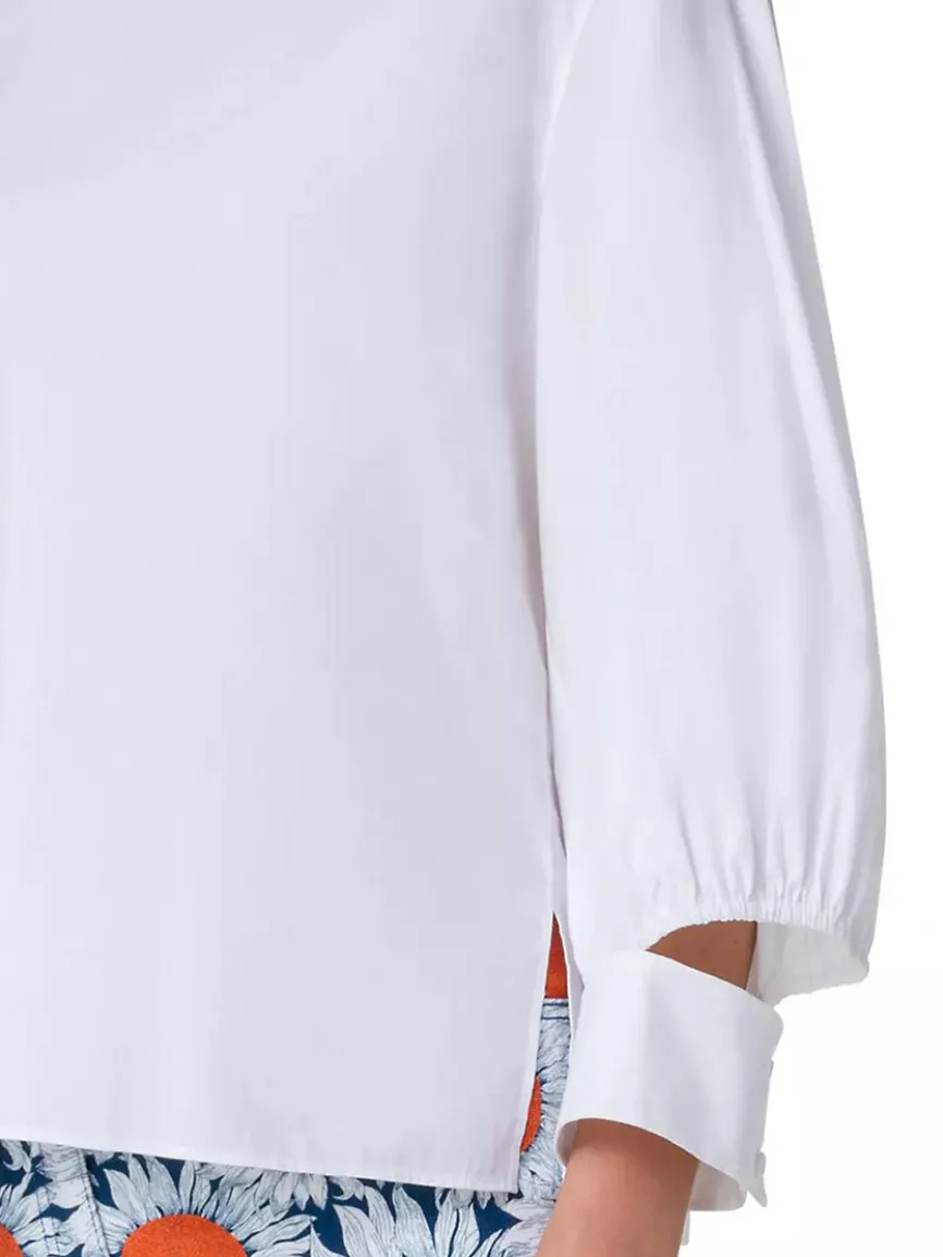 Akris Punto Puff Sleeve Cotton Poplin Blouse in Cream