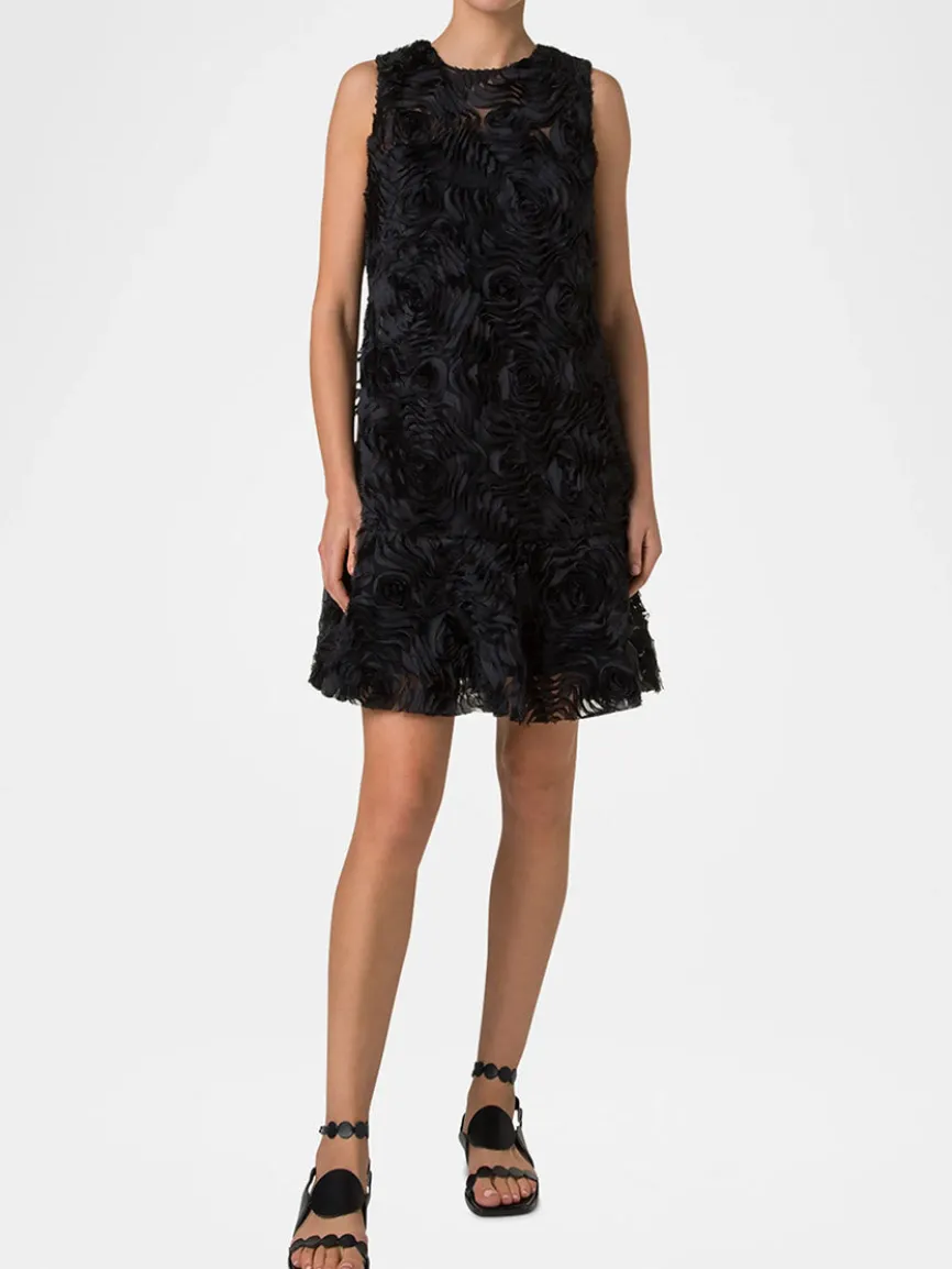 Akris Punto Sleeveless 3D Carnation Knee Length Dress in Black