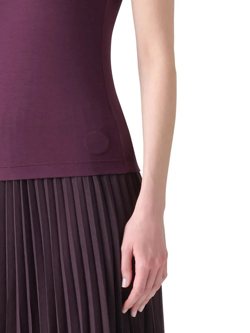 Akris Punto Square-Neck Jersey Tank Top in Blackberry