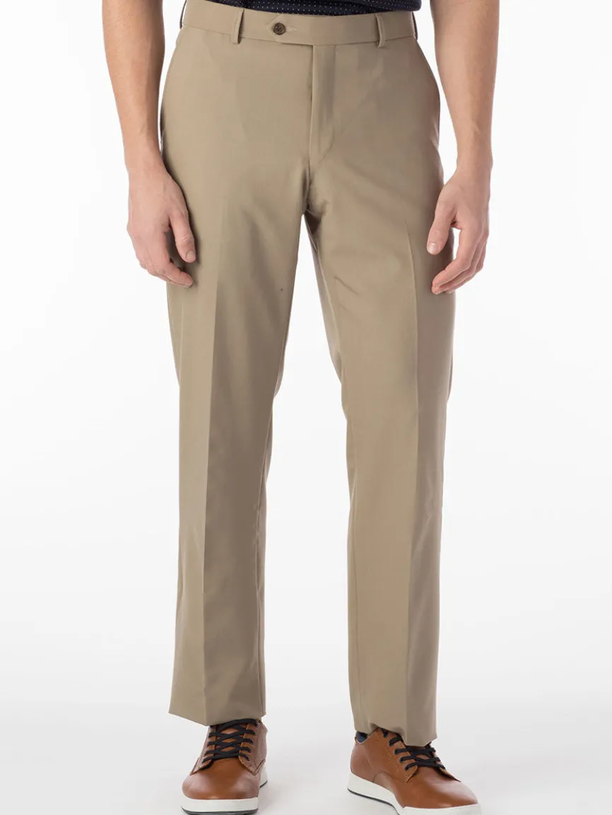Ballin Connor Comfort 'EZE' Modern Flat Front Pant in Khaki