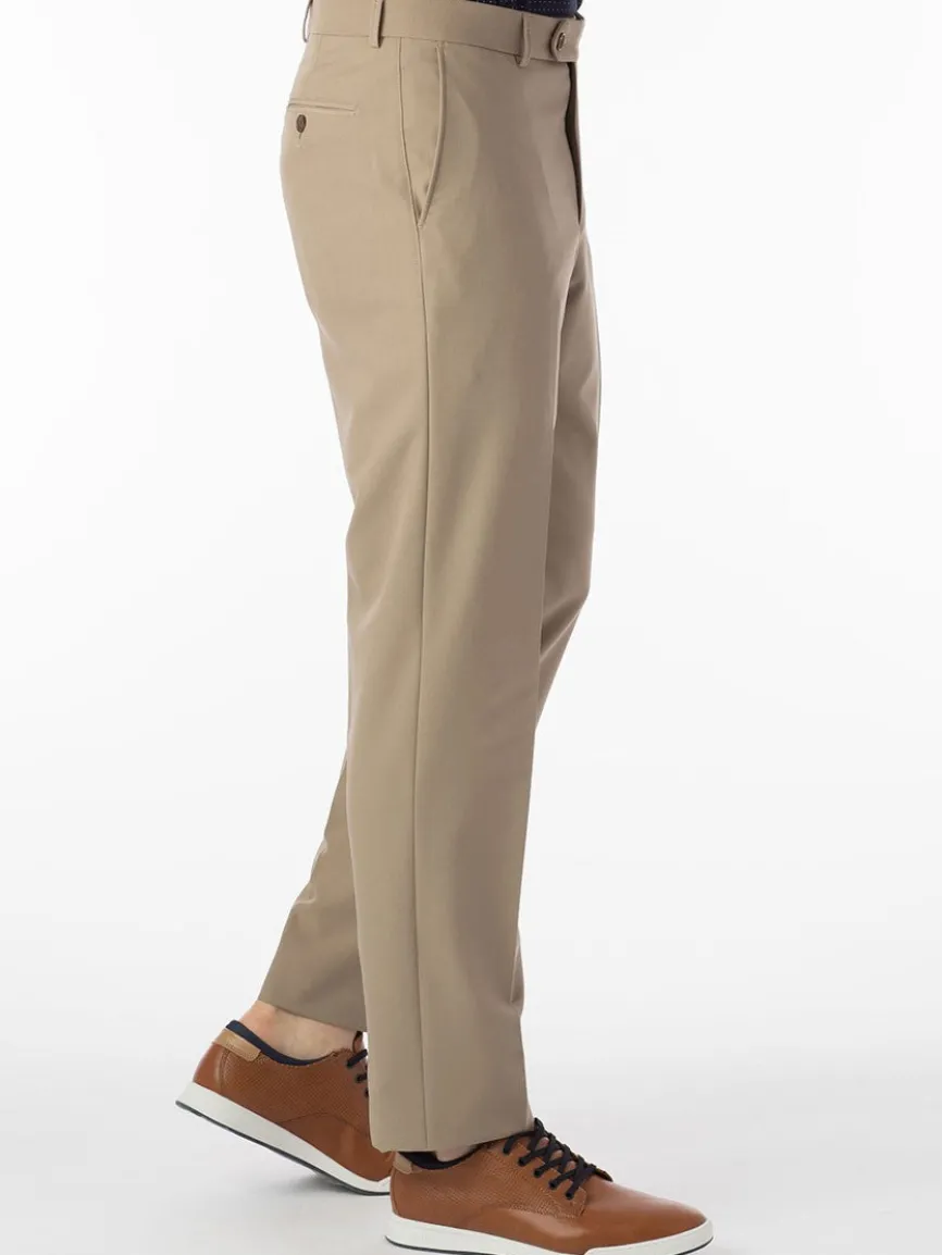 Ballin Connor Comfort 'EZE' Modern Flat Front Pant in Khaki