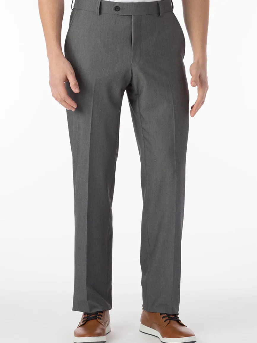 Ballin Connor Comfort 'EZE' Modern Flat Front Pant in Mid Grey