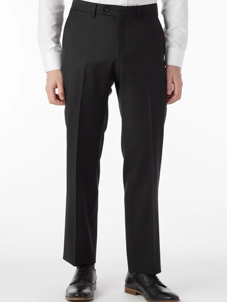 Ballin Houston Super 130s Modern Flat Front Pant in Black