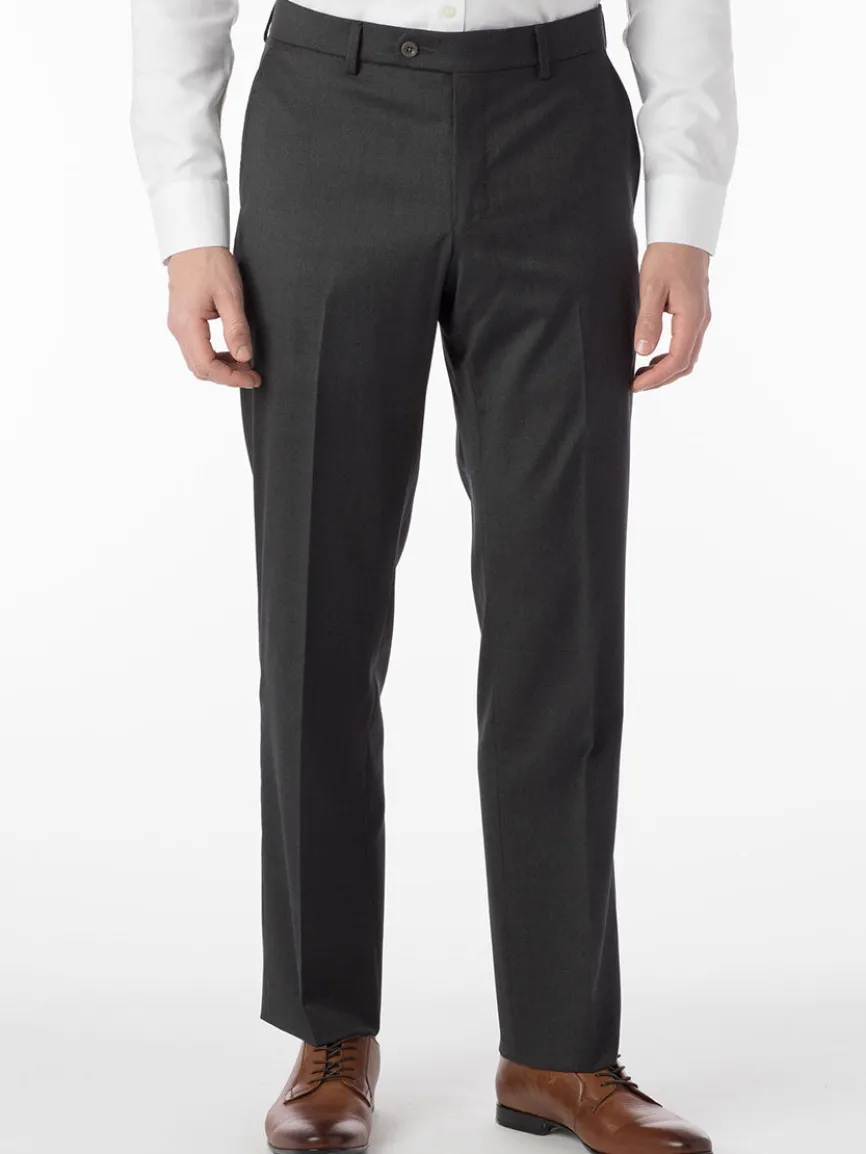 Ballin Houston Super 130s Modern Flat Front Pant in Charcoal