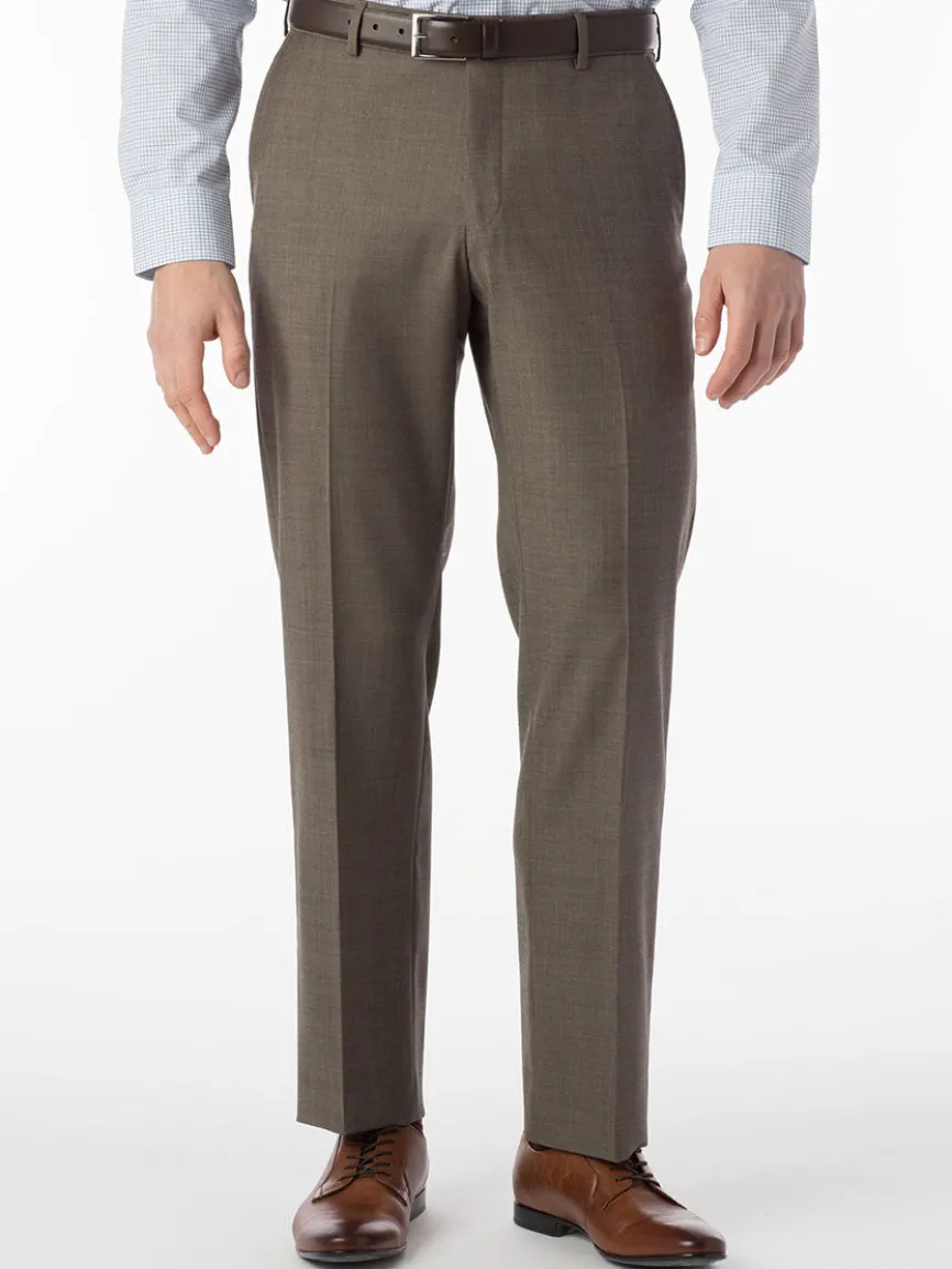 Ballin Soho Comfort 'EZE' Sharkskin Modern Flat Front Pant in Light Brown