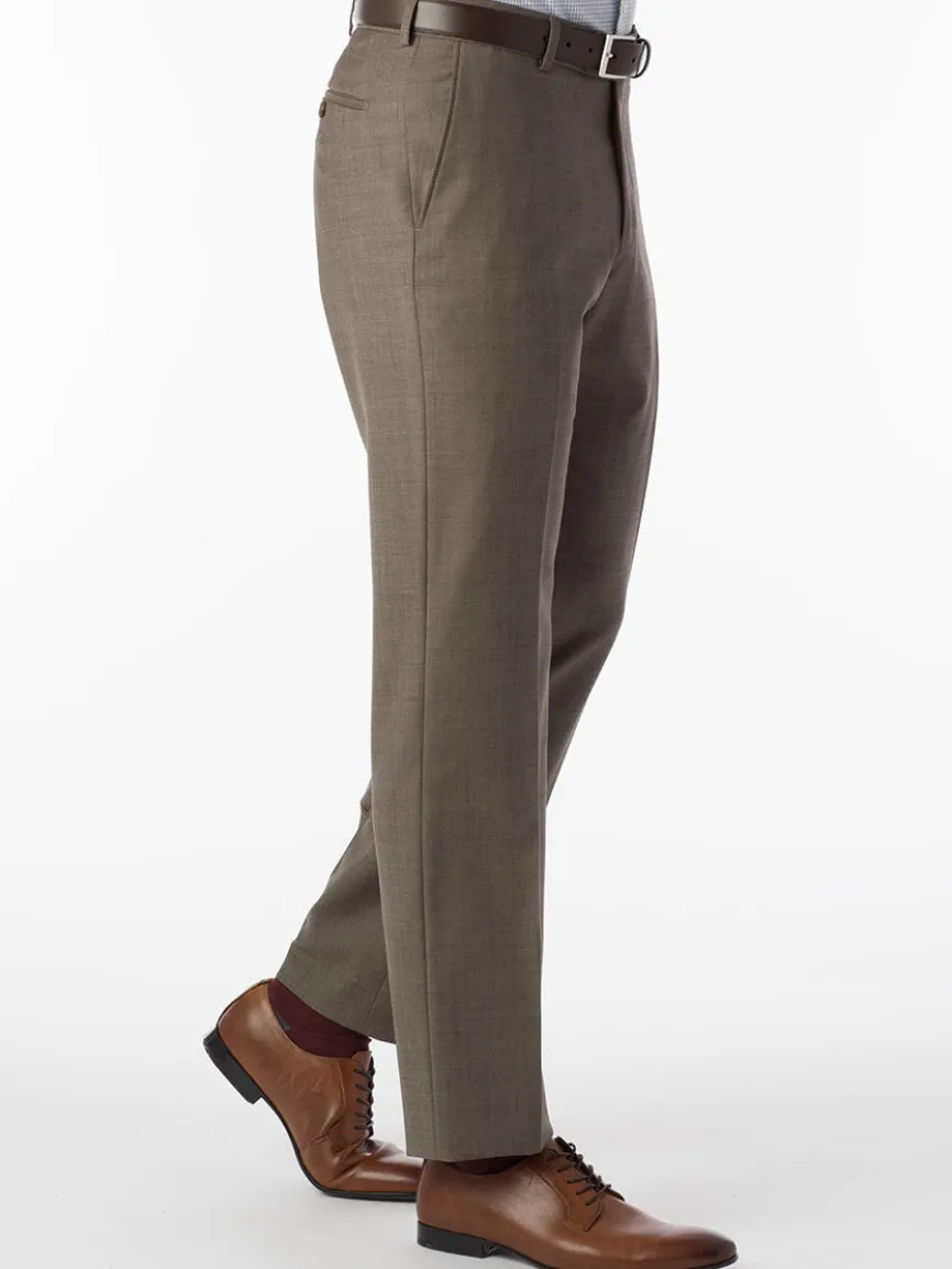 Ballin Soho Comfort 'EZE' Sharkskin Modern Flat Front Pant in Light Brown