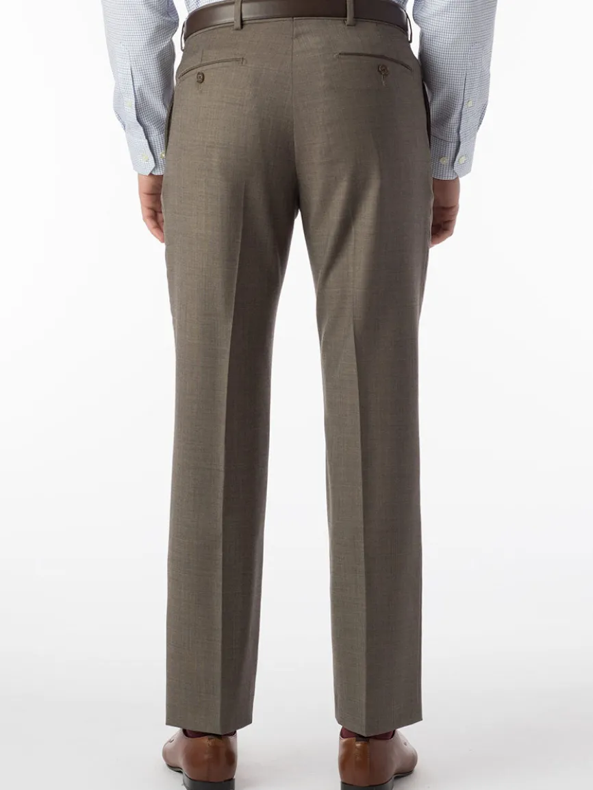 Ballin Soho Comfort 'EZE' Sharkskin Modern Flat Front Pant in Light Brown