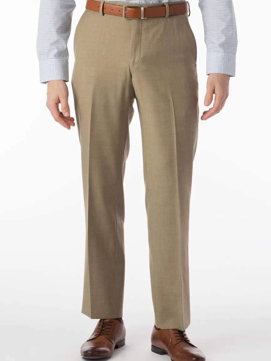 Ballin Soho Comfort 'EZE' Super 120s Modern Flat Front Pant in Tan