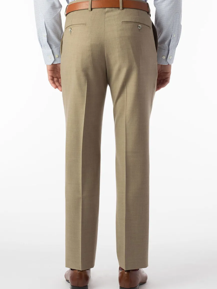 Ballin Soho Comfort 'EZE' Super 120s Modern Flat Front Pant in Tan