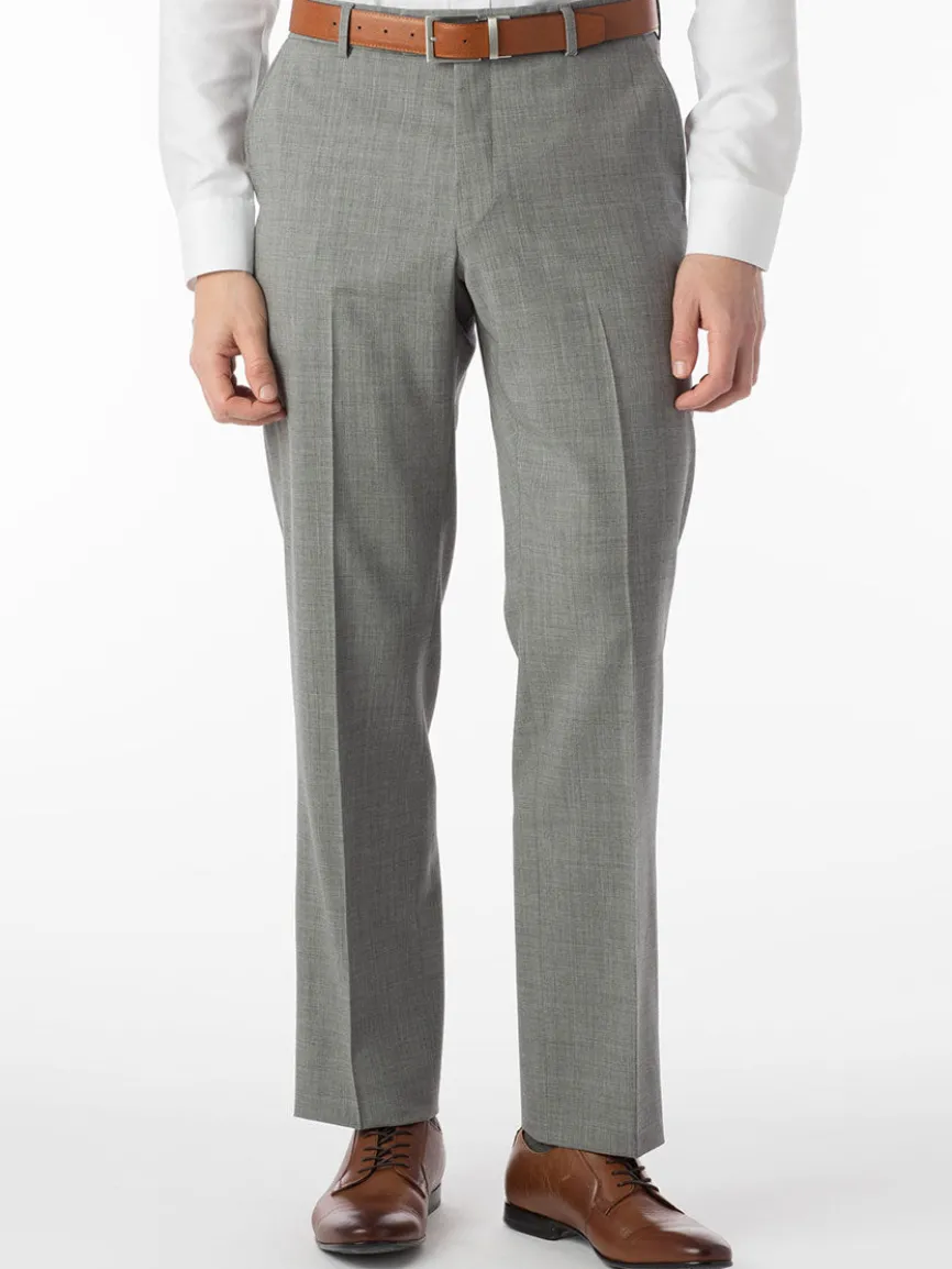 Ballin Soho Comfort 'EZE' Super 120s Modern Flat Front Twill Pant in Pearl Grey