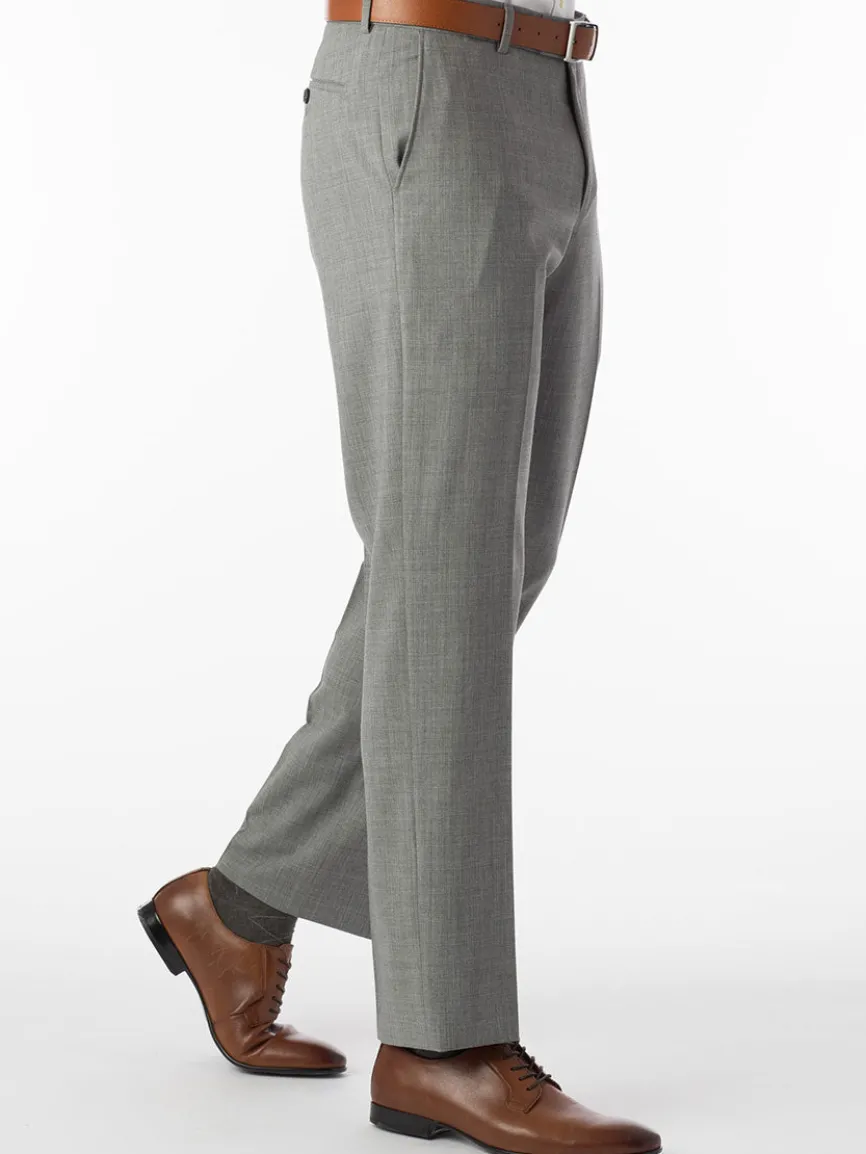 Ballin Soho Comfort 'EZE' Super 120s Modern Flat Front Twill Pant in Pearl Grey
