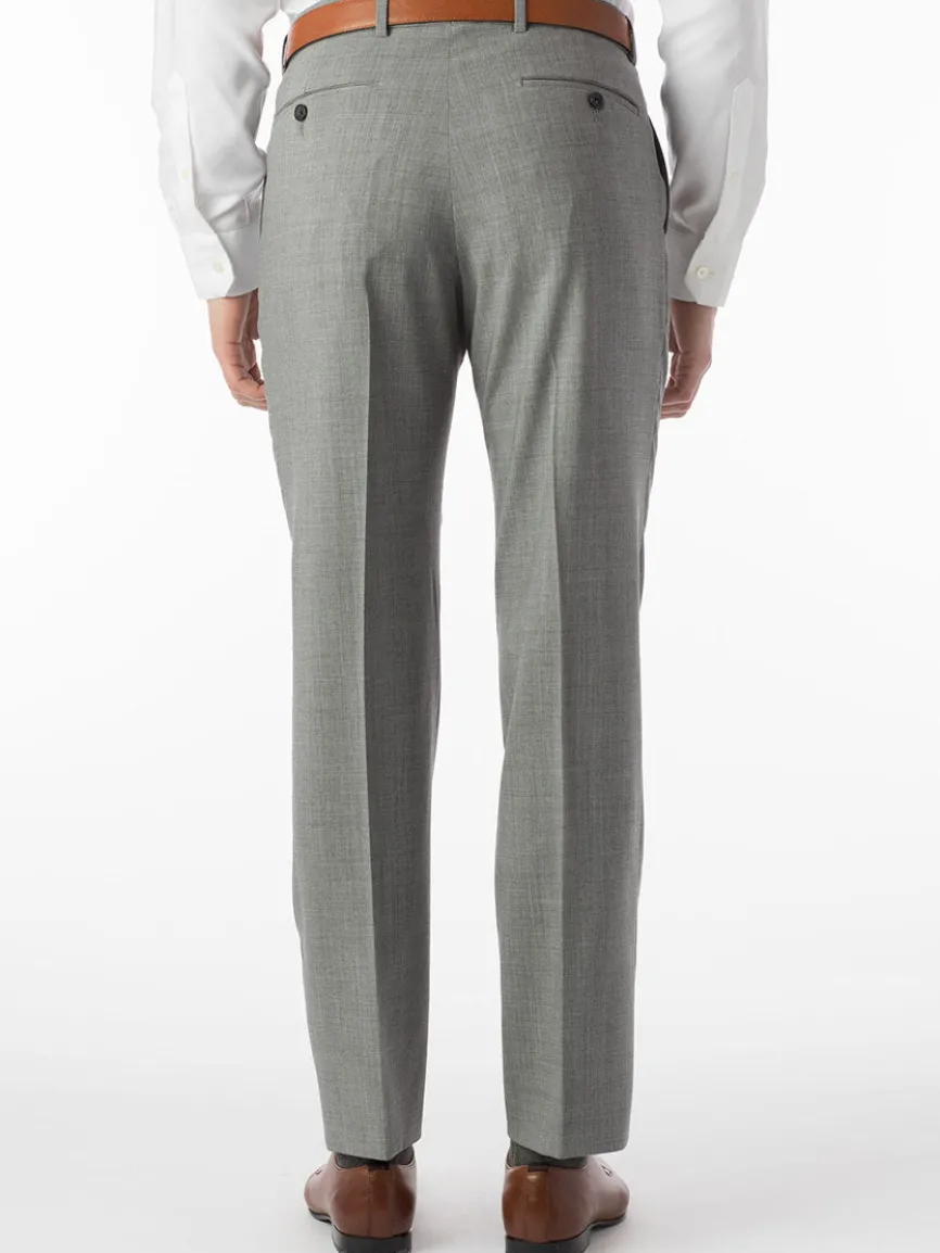 Ballin Soho Comfort 'EZE' Super 120s Modern Flat Front Twill Pant in Pearl Grey