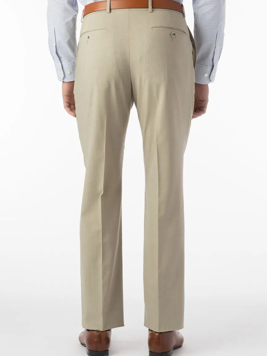 Ballin Soho Comfort 'EZE' Super 120s Modern Flat Front Twill Pant in Khaki