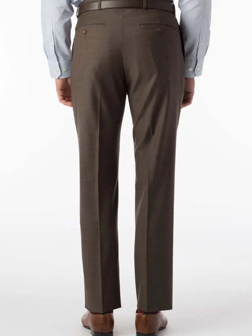 Ballin Soho Comfort 'EZE' Sharkskin Modern Flat Front Pant in Chestnut
