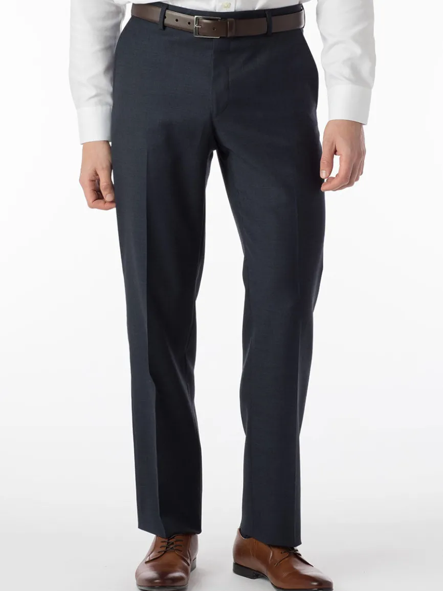 Ballin Soho Comfort 'EZE' Sharkskin Modern Flat Front Pant in Navy