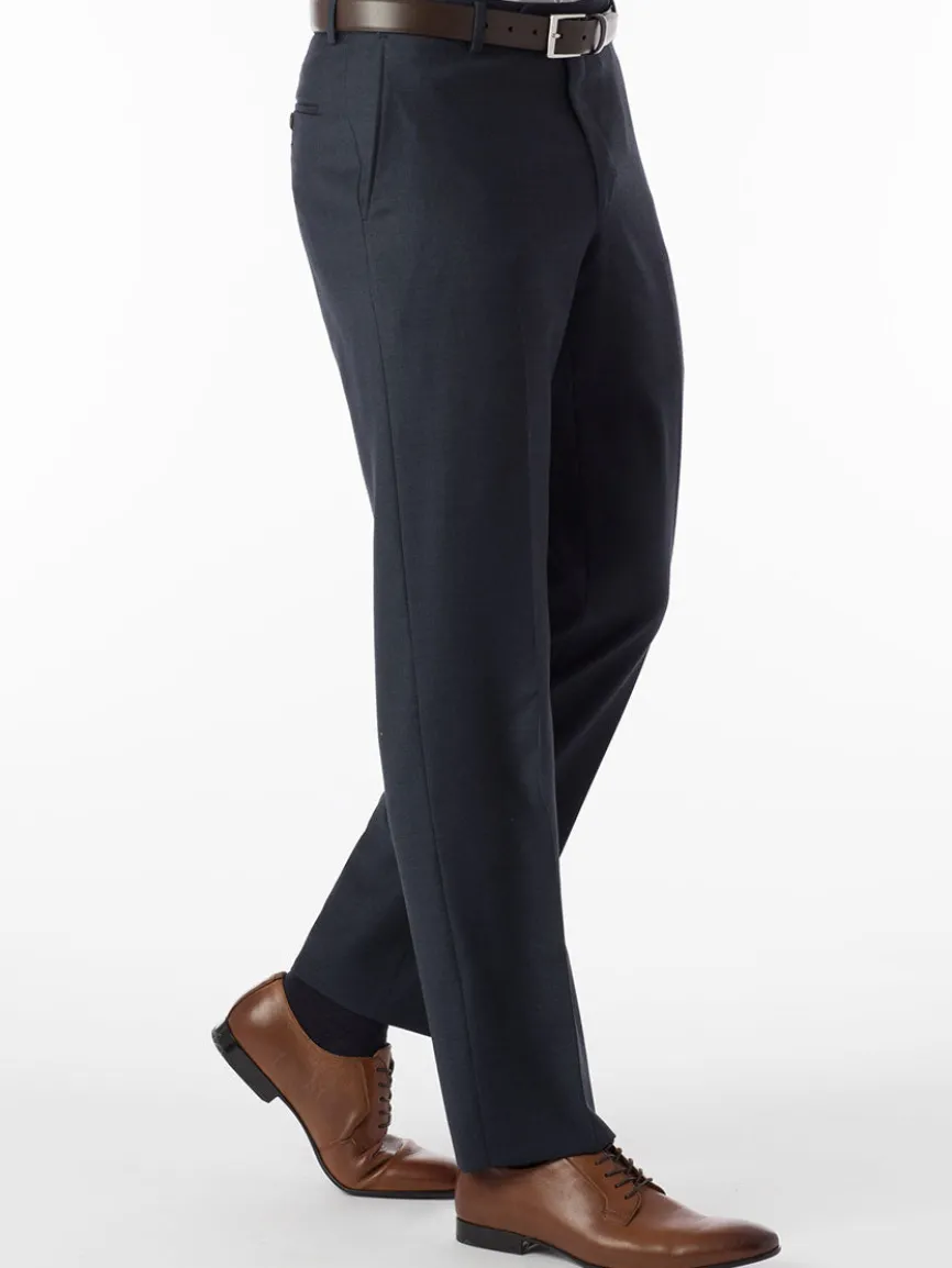 Ballin Soho Comfort 'EZE' Sharkskin Modern Flat Front Pant in Navy