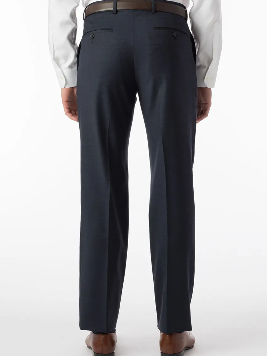 Ballin Soho Comfort 'EZE' Sharkskin Modern Flat Front Pant in Navy