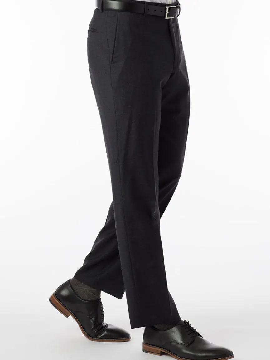 Ballin Soho Comfort 'EZE' Super 120s Modern Flat Front Pant in Charcoal
