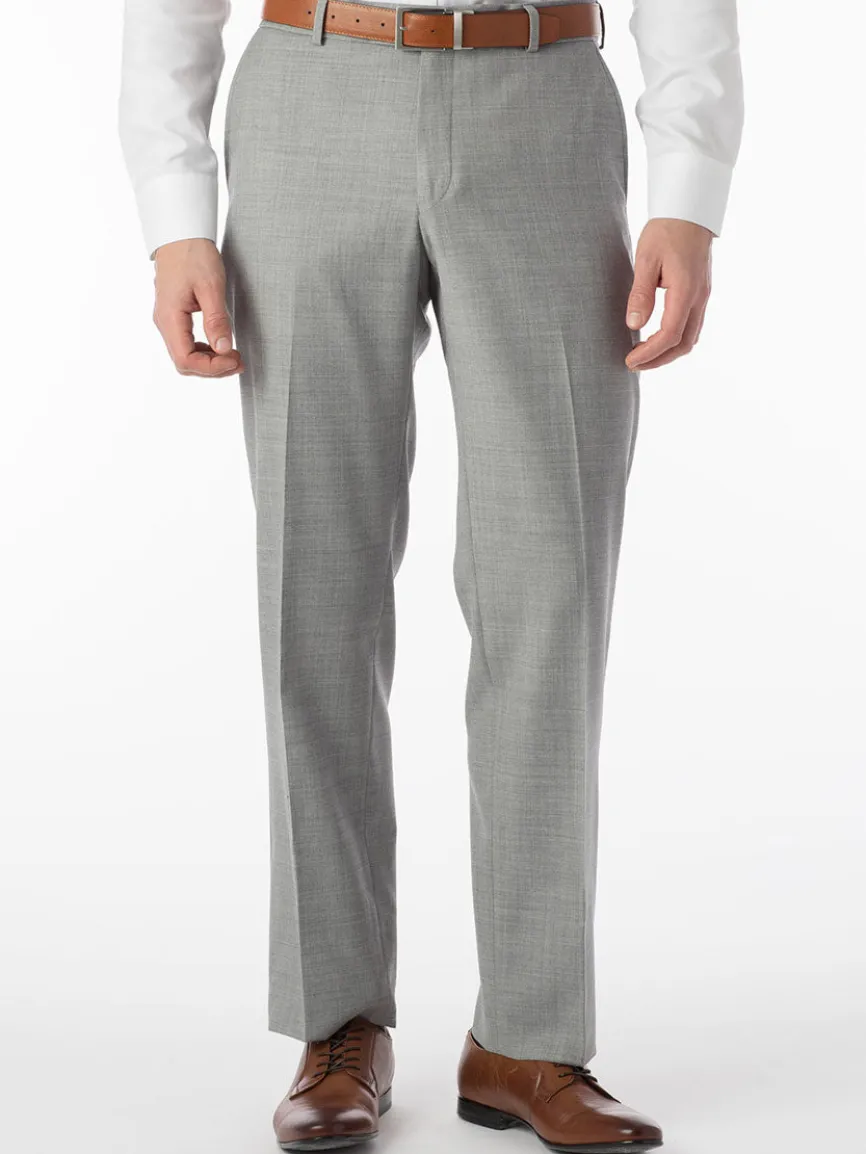 Ballin Soho Comfort 'EZE' Super 120s Modern Flat Front Pant in Light Grey