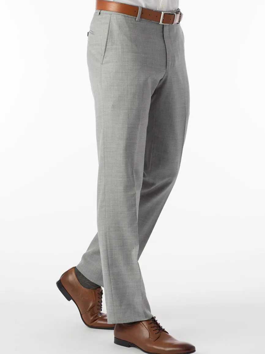 Ballin Soho Comfort 'EZE' Super 120s Modern Flat Front Pant in Light Grey