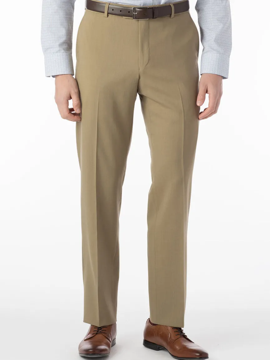 Ballin Soho Comfort 'EZE' Super 120s Modern Flat Front Twill Pant in Sand