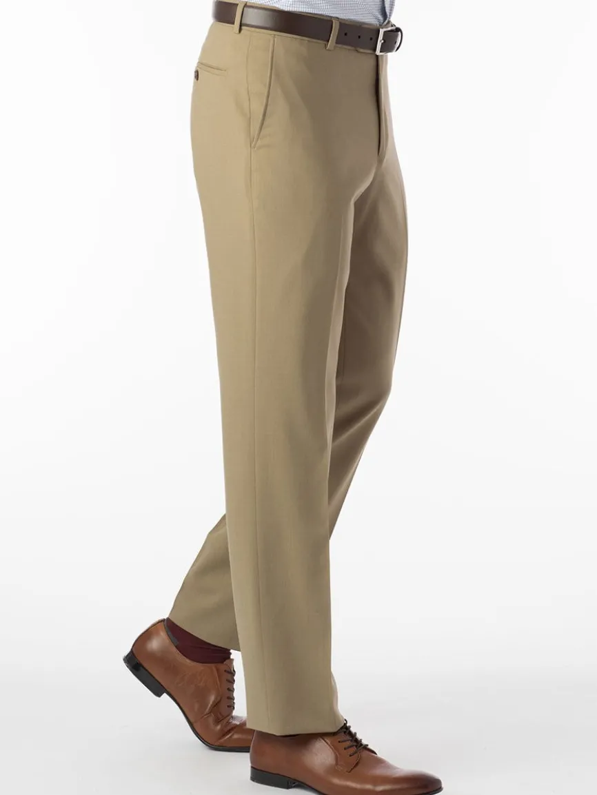 Ballin Soho Comfort 'EZE' Super 120s Modern Flat Front Twill Pant in Sand