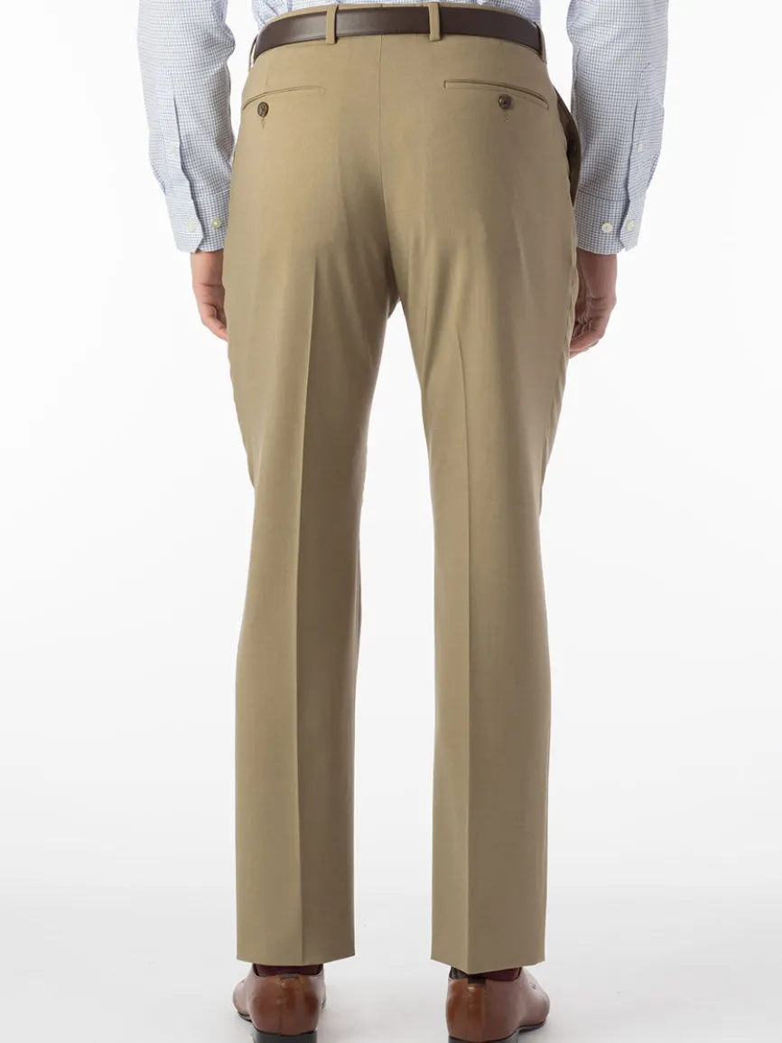 Ballin Soho Comfort 'EZE' Super 120s Modern Flat Front Twill Pant in Sand