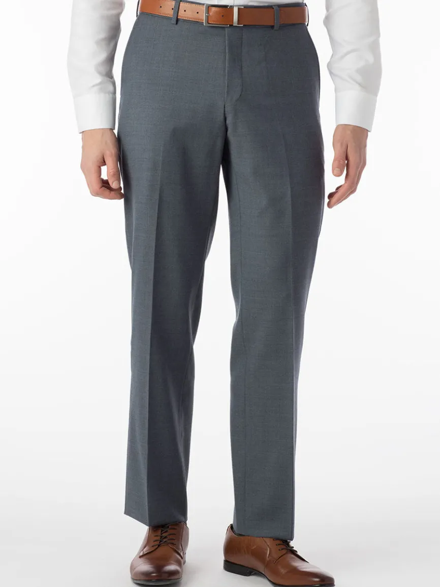 Ballin Soho Comfort 'EZE' Super 120s Modern Flat Front Pant in Slate Blue
