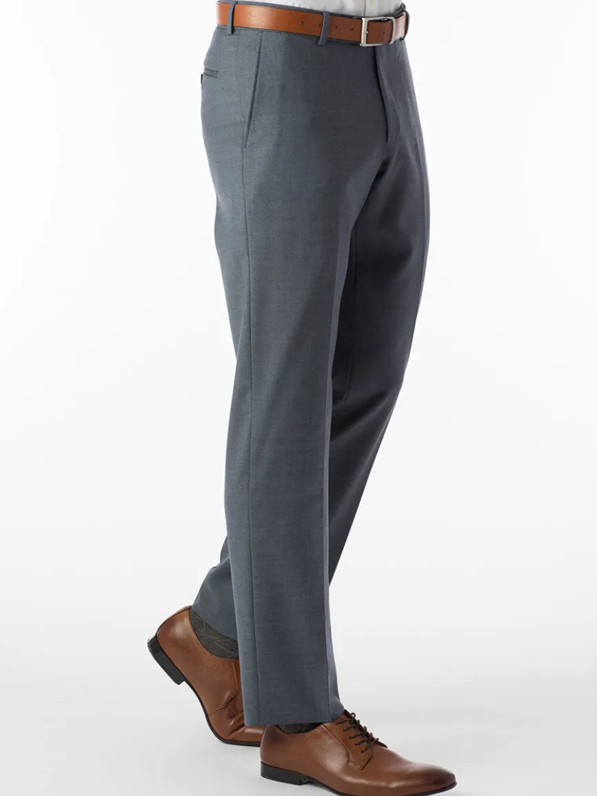 Ballin Soho Comfort 'EZE' Super 120s Modern Flat Front Pant in Slate Blue