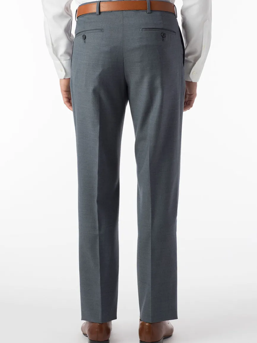 Ballin Soho Comfort 'EZE' Super 120s Modern Flat Front Pant in Slate Blue