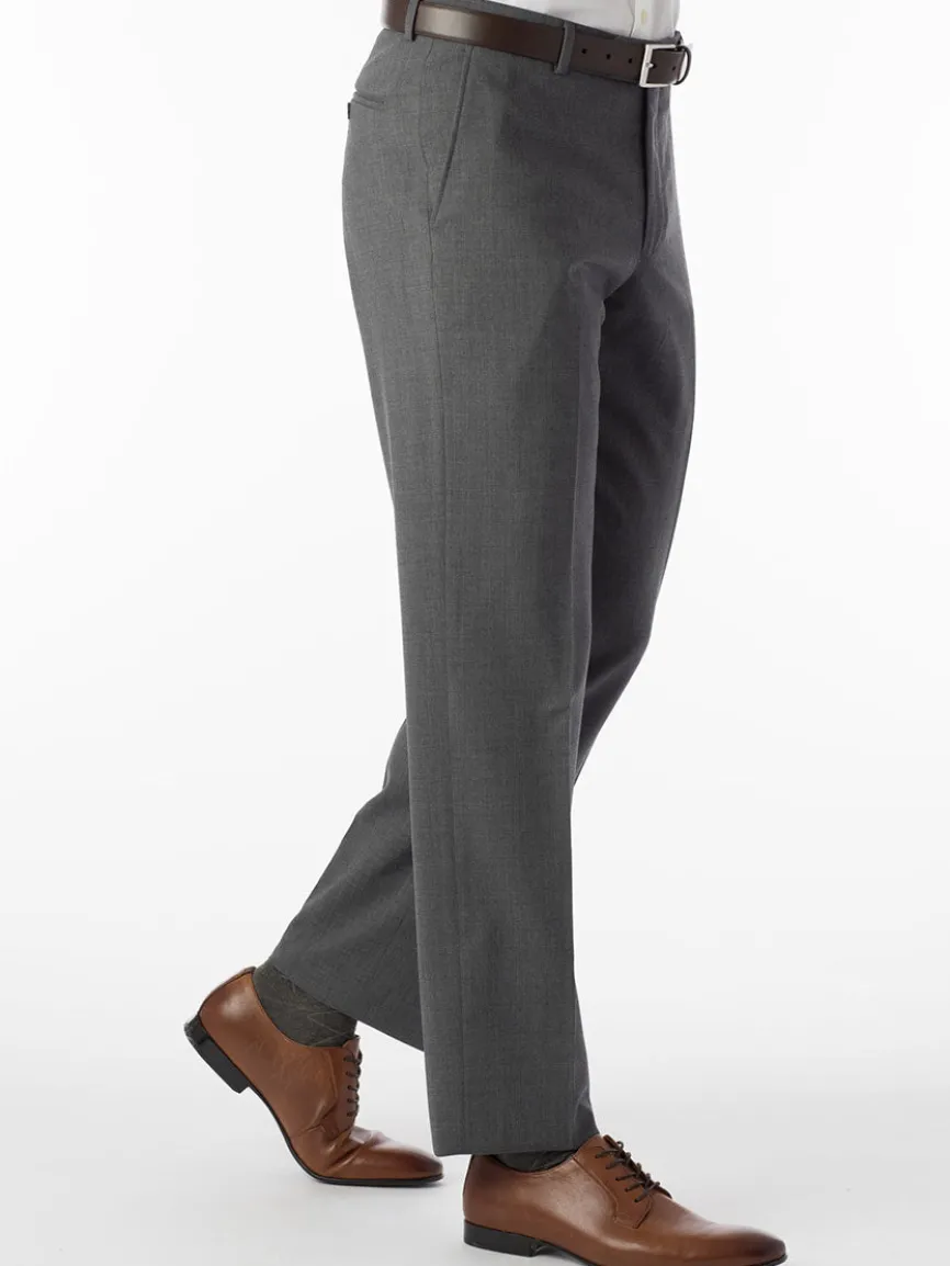 Ballin Soho Comfort 'EZE' Super 120s Modern Flat Front Twill Pant in Mid Grey