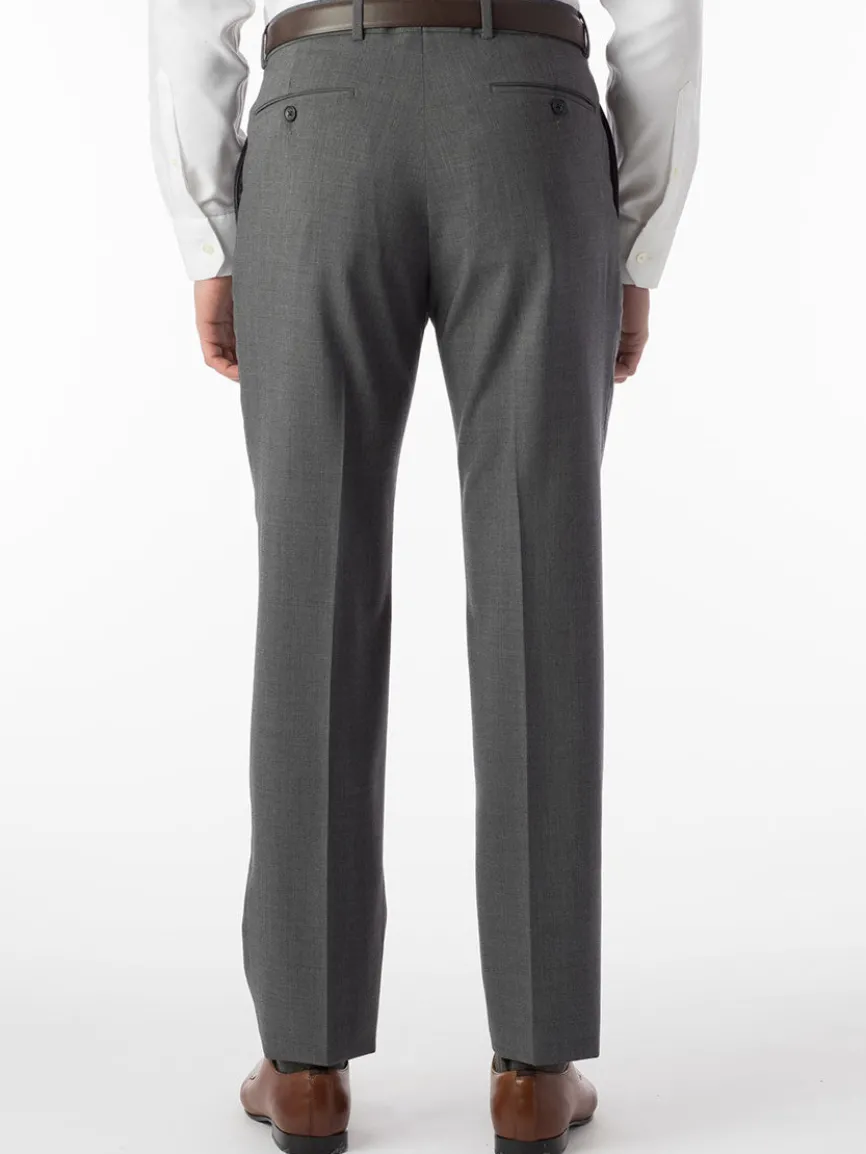 Ballin Soho Comfort 'EZE' Super 120s Modern Flat Front Twill Pant in Mid Grey