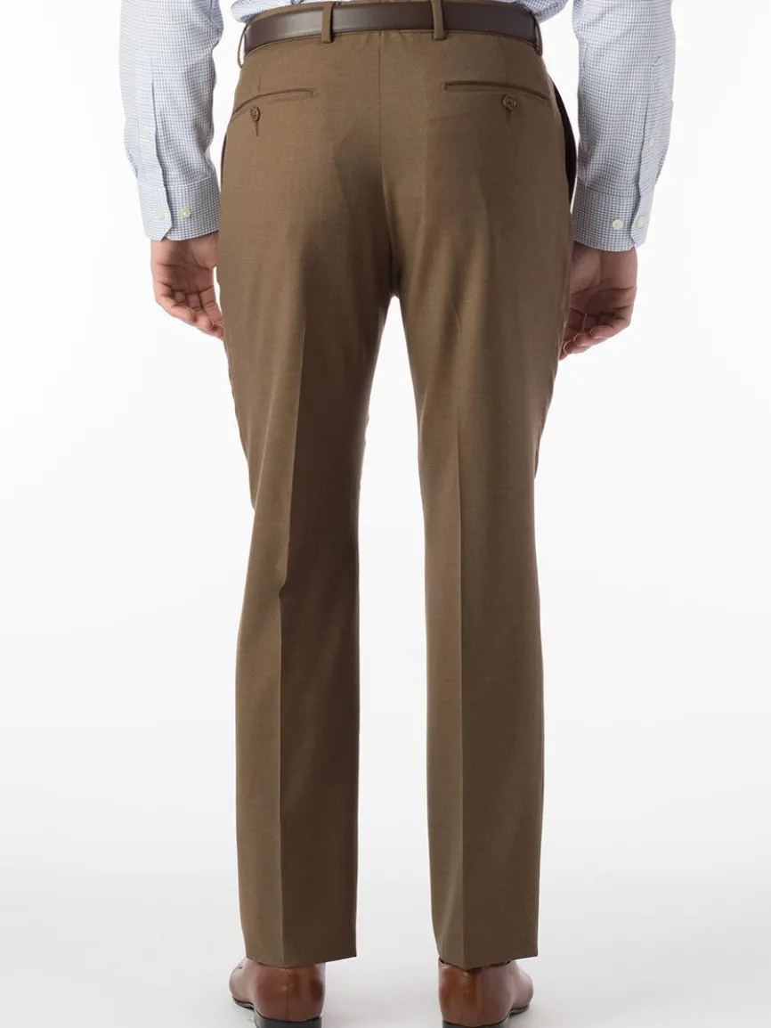 Ballin Soho Comfort 'EZE' Super 120s Modern Flat Front Pant in Tobacco