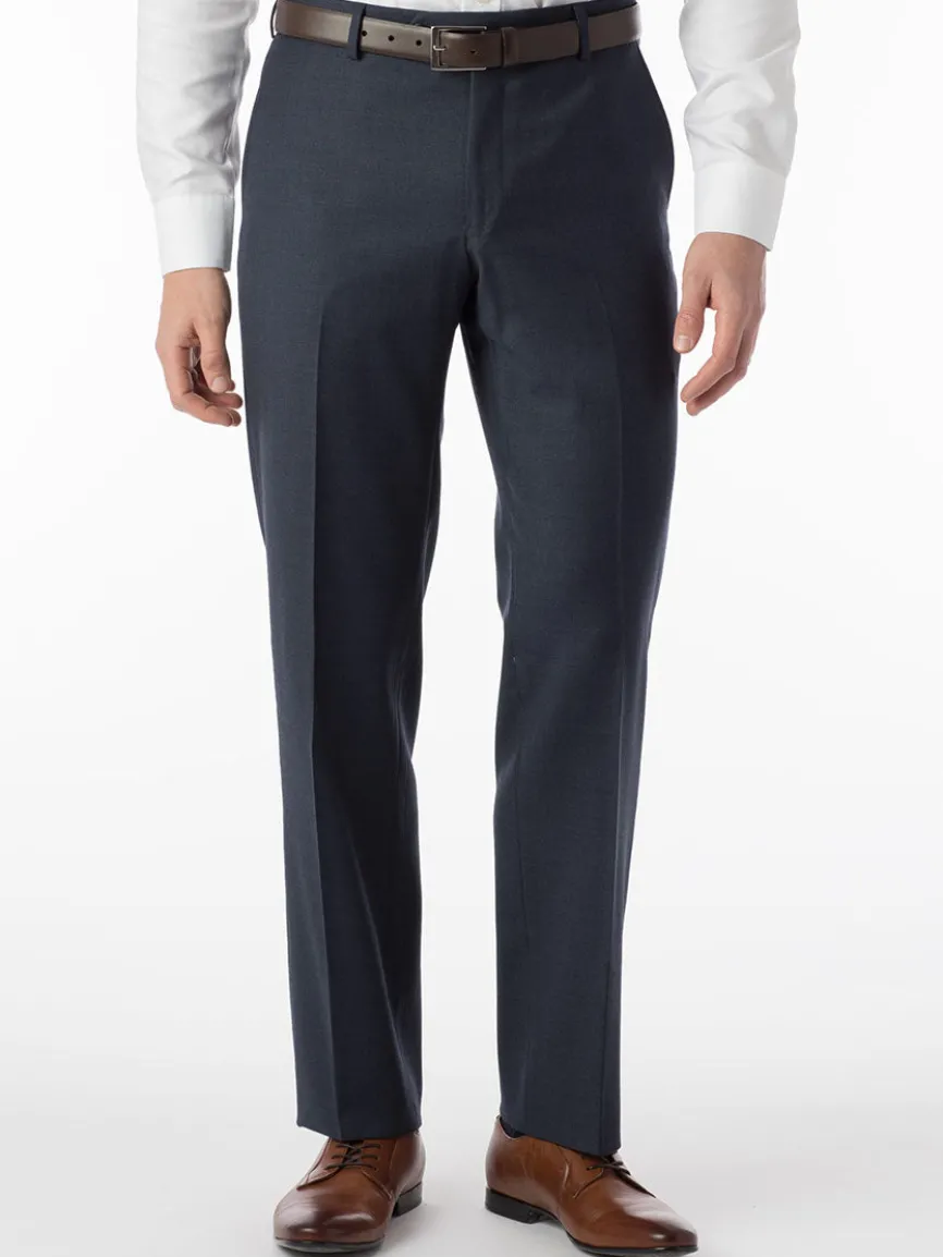 Ballin Soho Comfort 'EZE' Super 120s Modern Flat Front Pant in Navy Mix