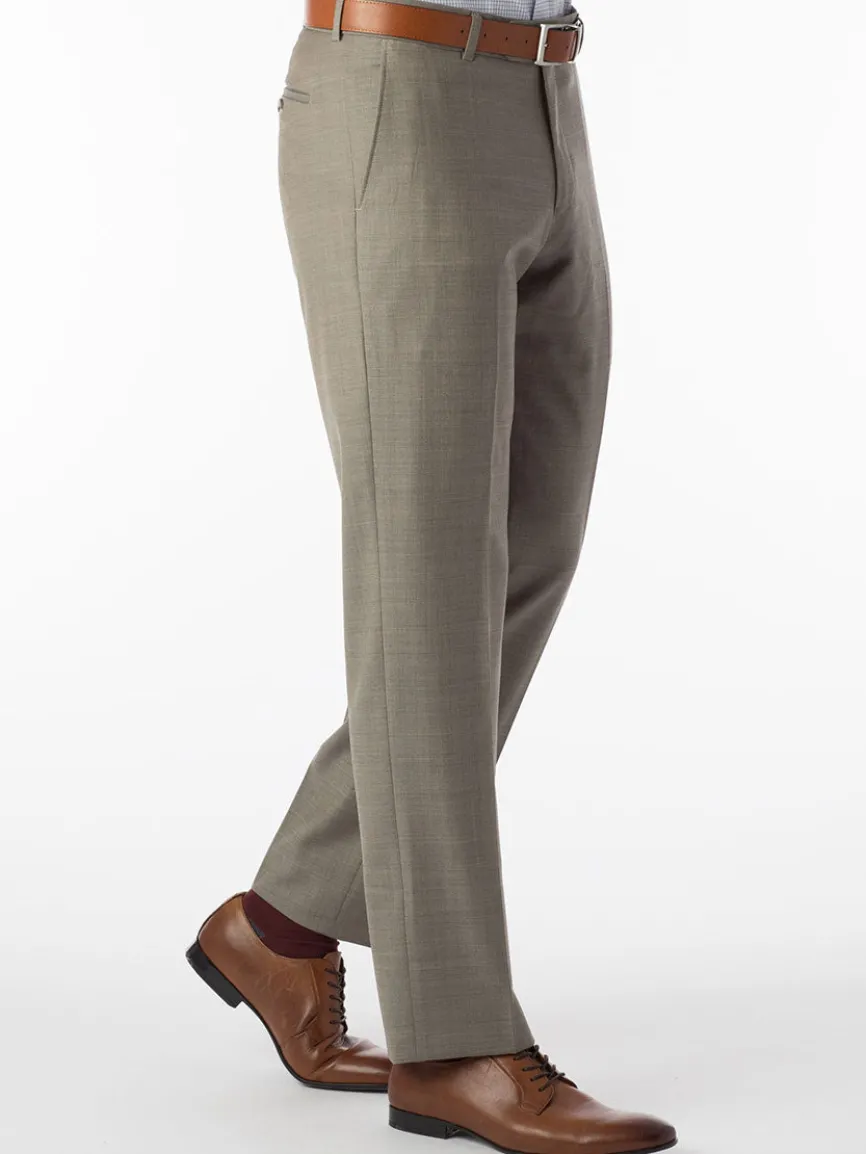 Ballin Soho Comfort 'EZE' Sharkskin Modern Flat Front Pant in British Tan
